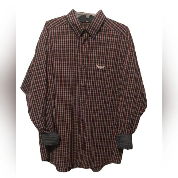Ariat Relentless Red/black Plaid flip cuff button down casual shirt XL - Picture 1 of 8